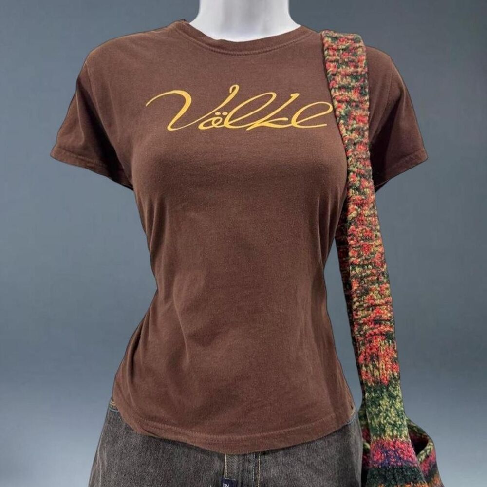 Brown Volkl Baby Tee Shirt Y2K Size Large Grunge